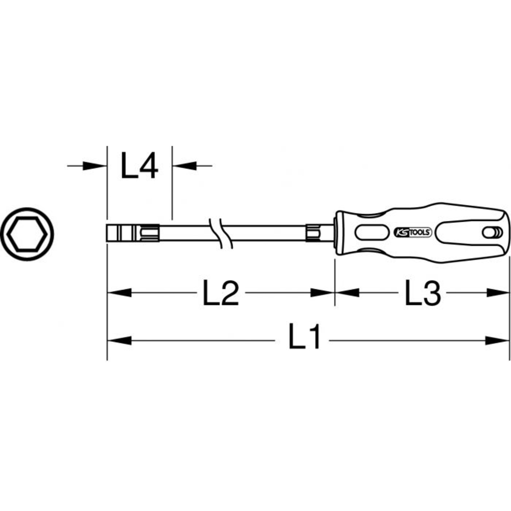 Tournevis flexible pour embouts ERGOTORQUEplus extra-long 614 mm KS TOOLS - 911.1172