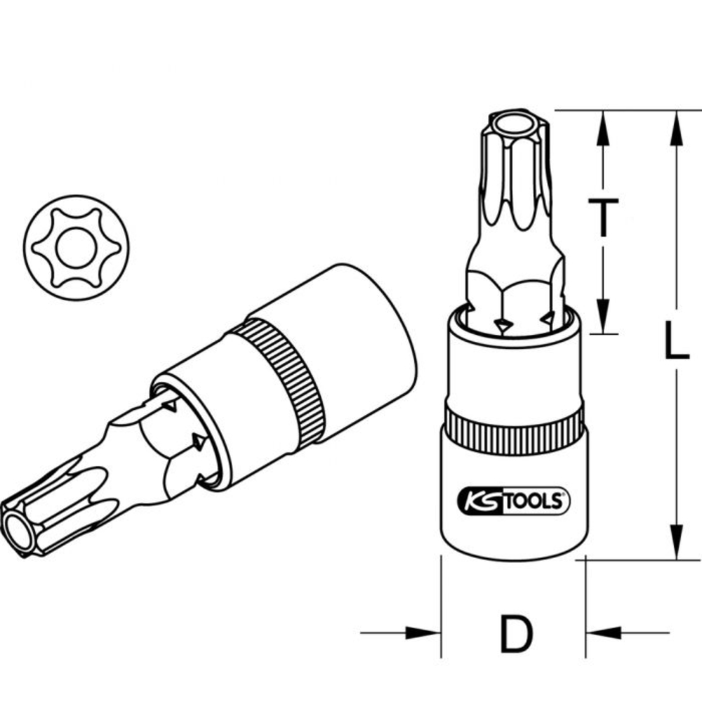 Douille tournevis ULTIMATE TORX percé 1/4