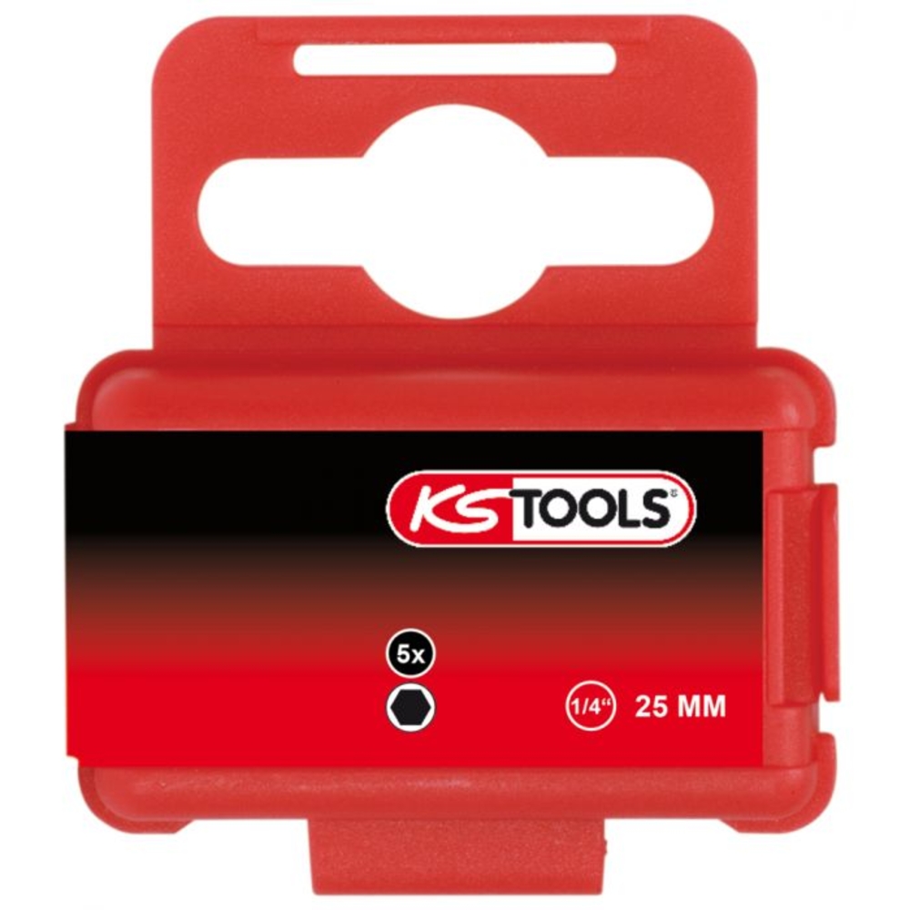 Boite de 5 embouts de vissage 6 pans 25 mm - 1/4