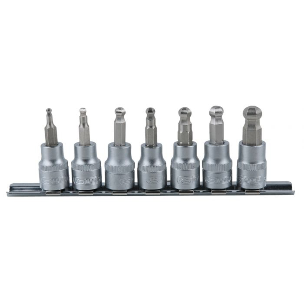 Rail de 7 douilles tournevis 6 pans sphérique ULTIMATE 3/8