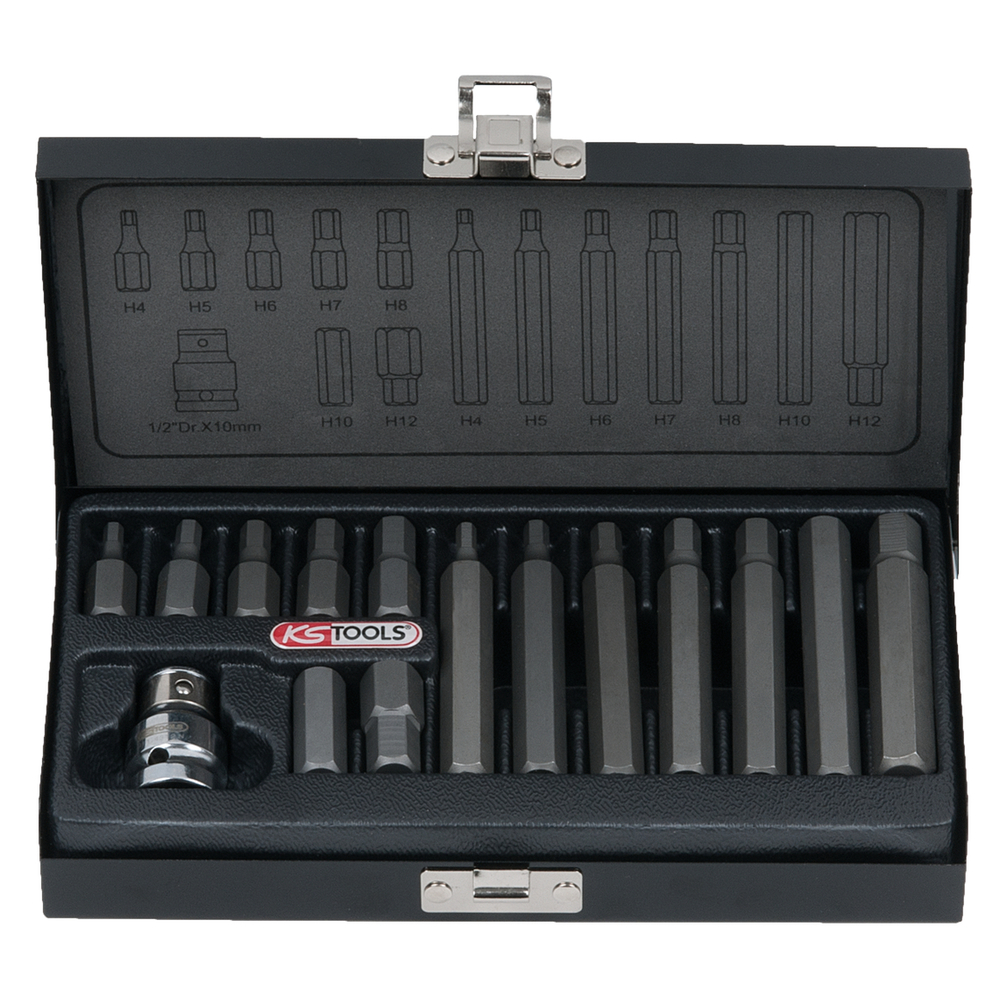 Coffret de 15 Embout de vissages 6 pans 1/2