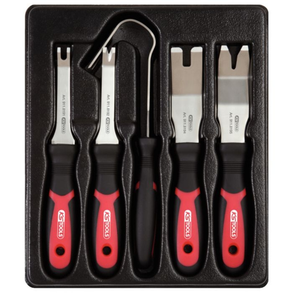 Jeu de 5 outils pour le démontage des garnitures de portières KS TOOLS - 911.8190