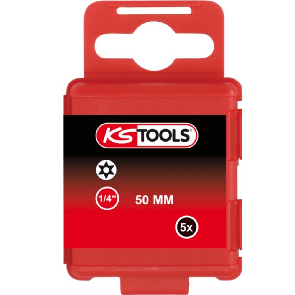 Boite de 5 embouts de vissage TORX percé 50 mm - 1/4