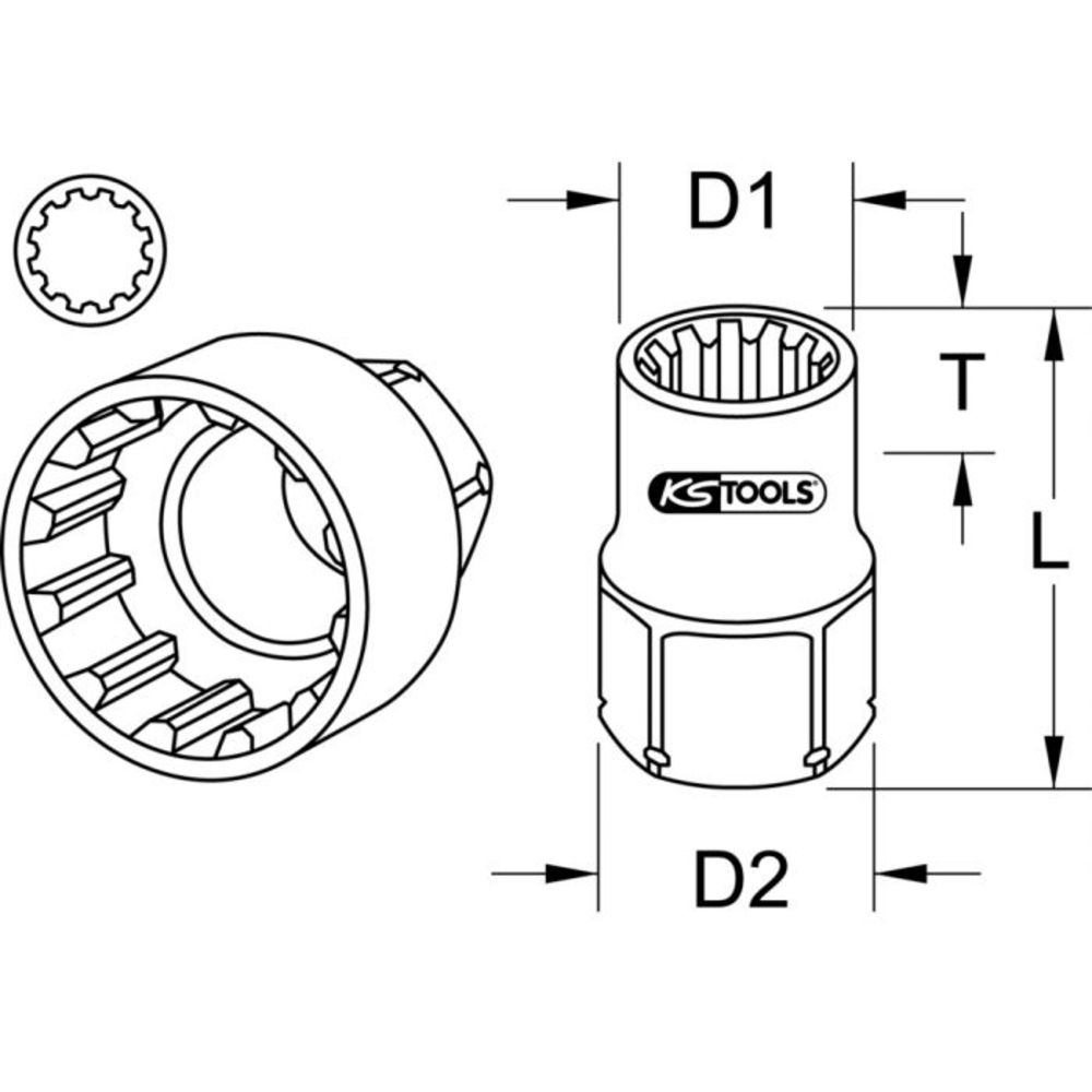Douille traversante TRIPLEplus 13 mm KS TOOLS - 916.4063