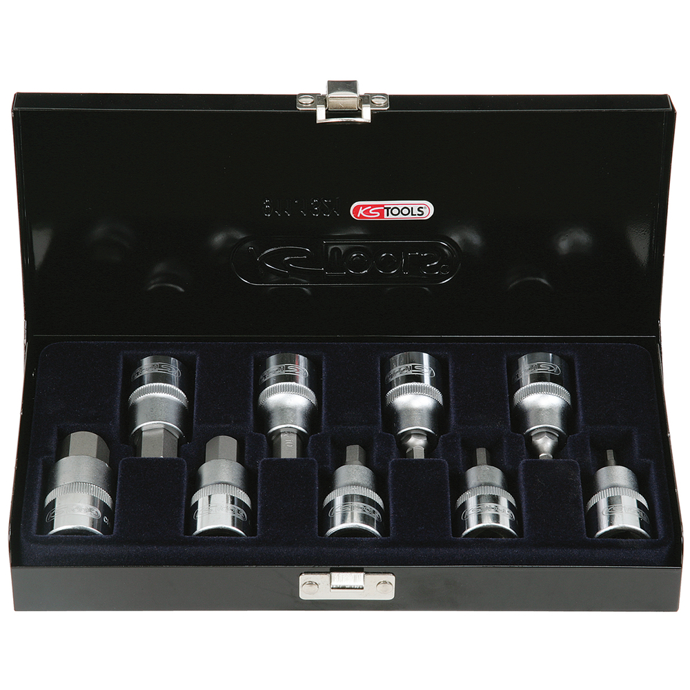 Coffret de 9 douilles tournevis 6 pans 1/2