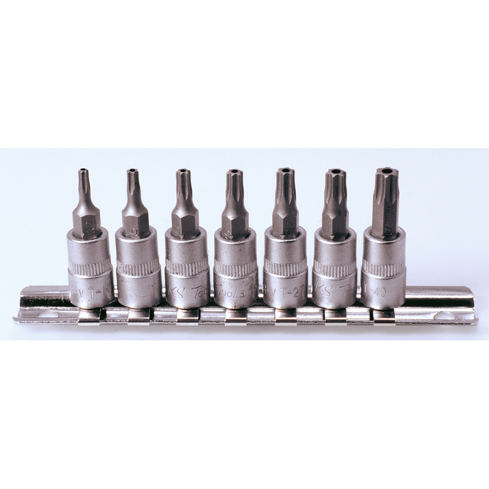 Rail de 7 douilles tournevis ULTIMATE TORX percé KS TOOLS - 922.1499