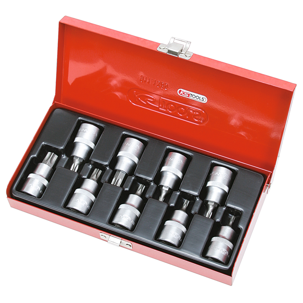 Coffret de 9 douilles tournevis TORX percé 1/2