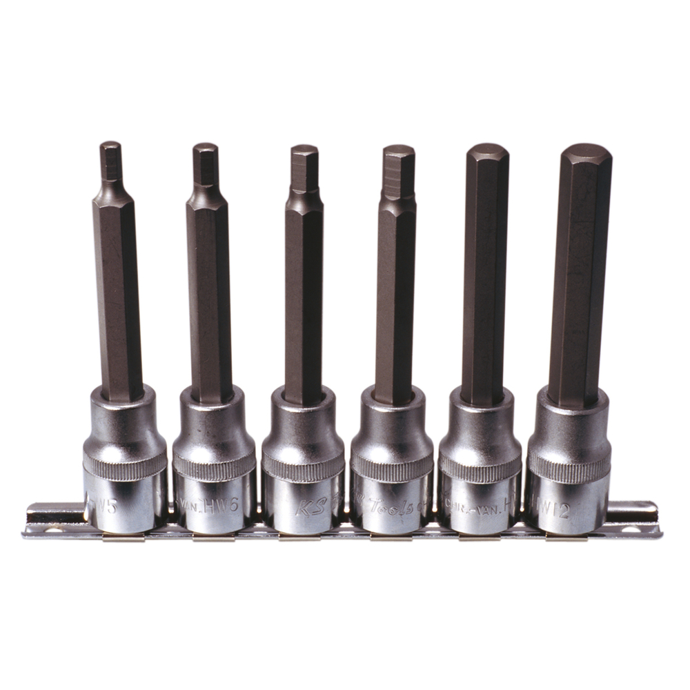 Rail de 6 douilles tournevis 6 pans 110 mm - 1/2