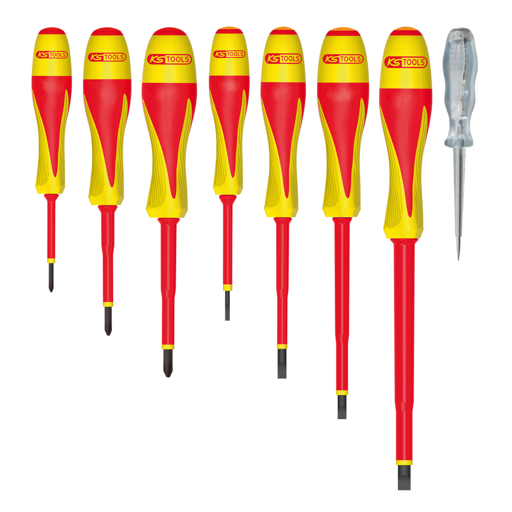 Jeu de 8 tournevis bi-matière isolés 1000V KS TOOLS - 922.6218