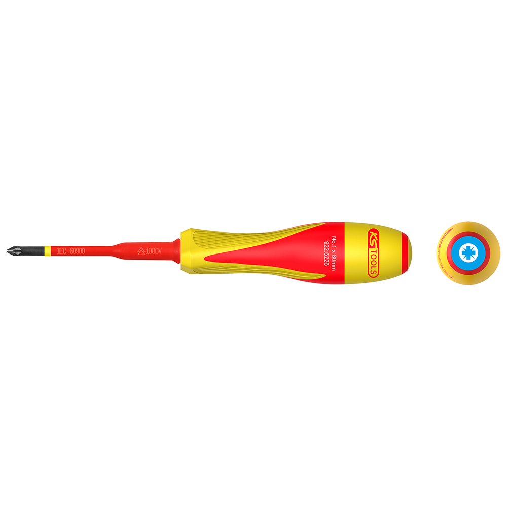 Tournevis POZIDRIV bi-matière isolé 1000V PZ1 pour borniers électriques KS TOOLS - 922.6226