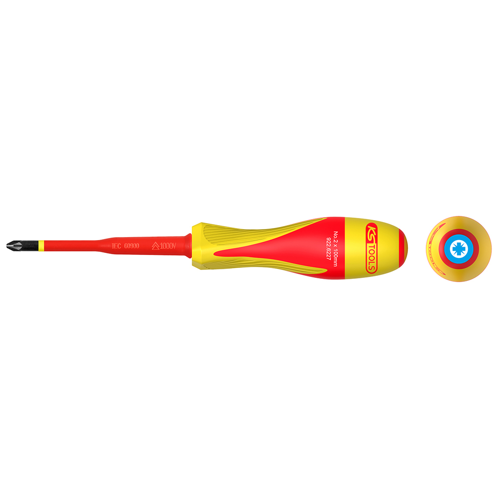 Tournevis POZIDRIV bi-matière isolé 1000V PZ2 pour borniers électriques KS TOOLS - 922.6227