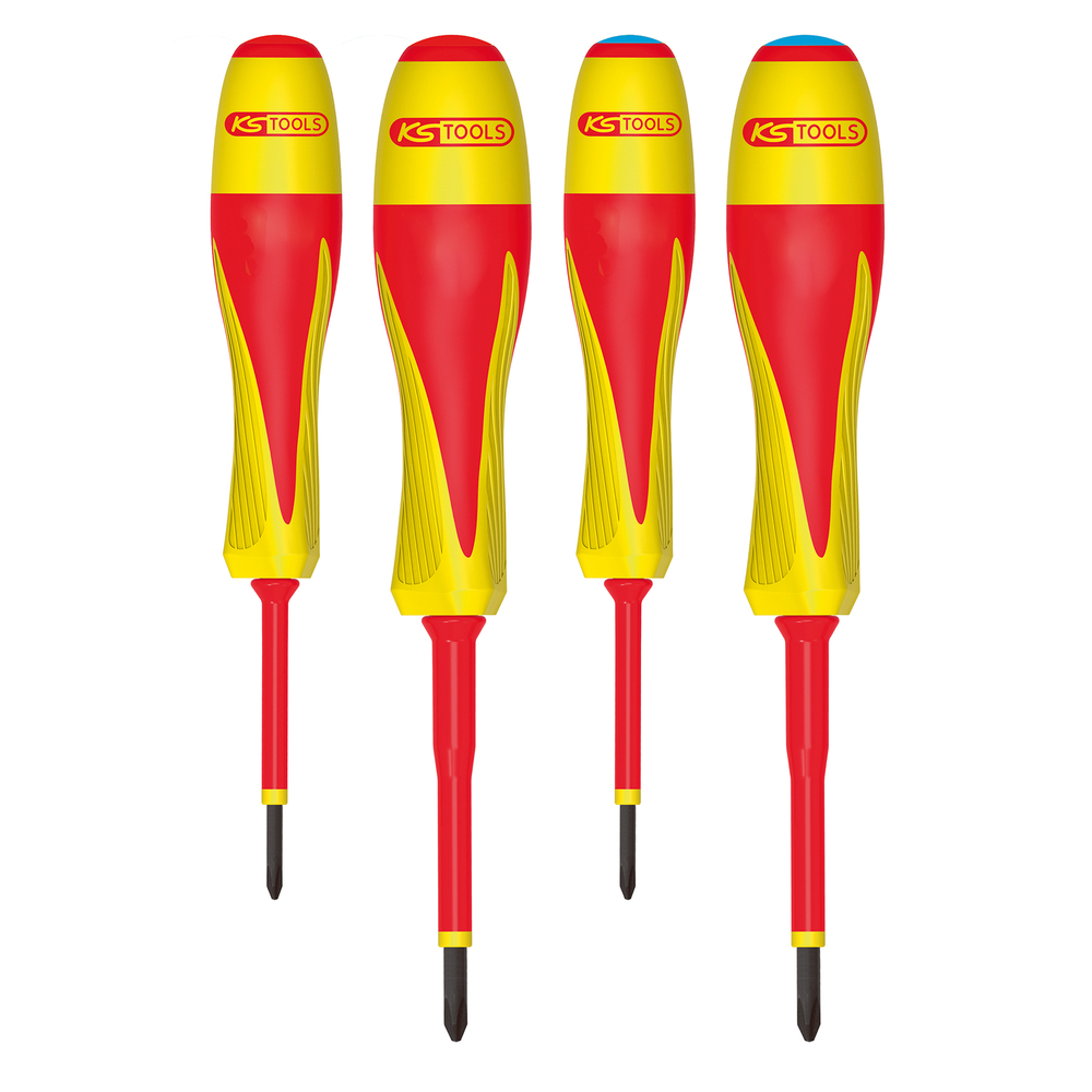 Jeux de tournevis bi-matière isolés 1000V pour borniers électriques 4pcs KS TOOLS - 922.6228