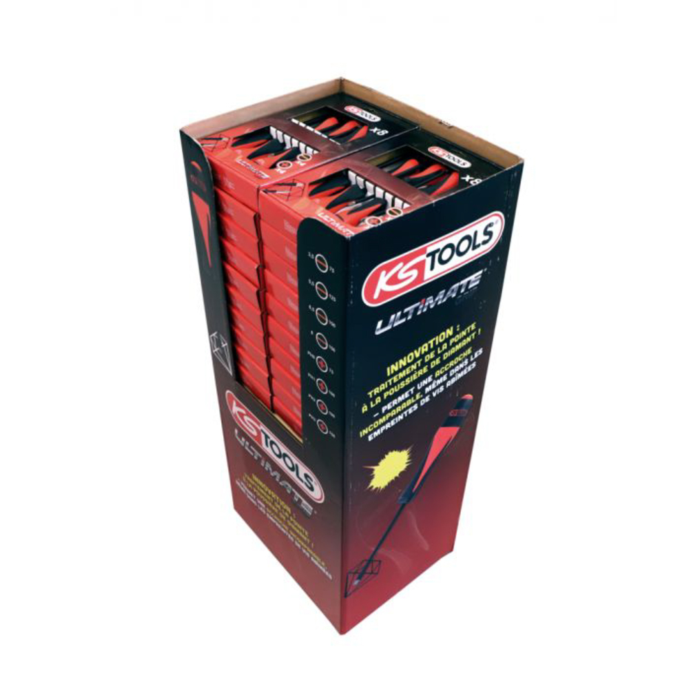 Display de 20 jeux de 8 tournevis ULTIMATEgrip Fente - PH KS TOOLS - 922.6420D