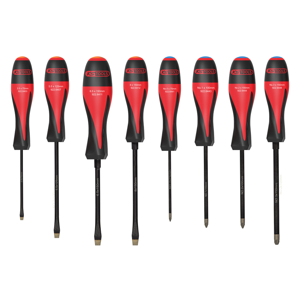 Jeu de 8 tournevis ULTIMATEgrip Fente - PZ KS TOOLS - 922.6440