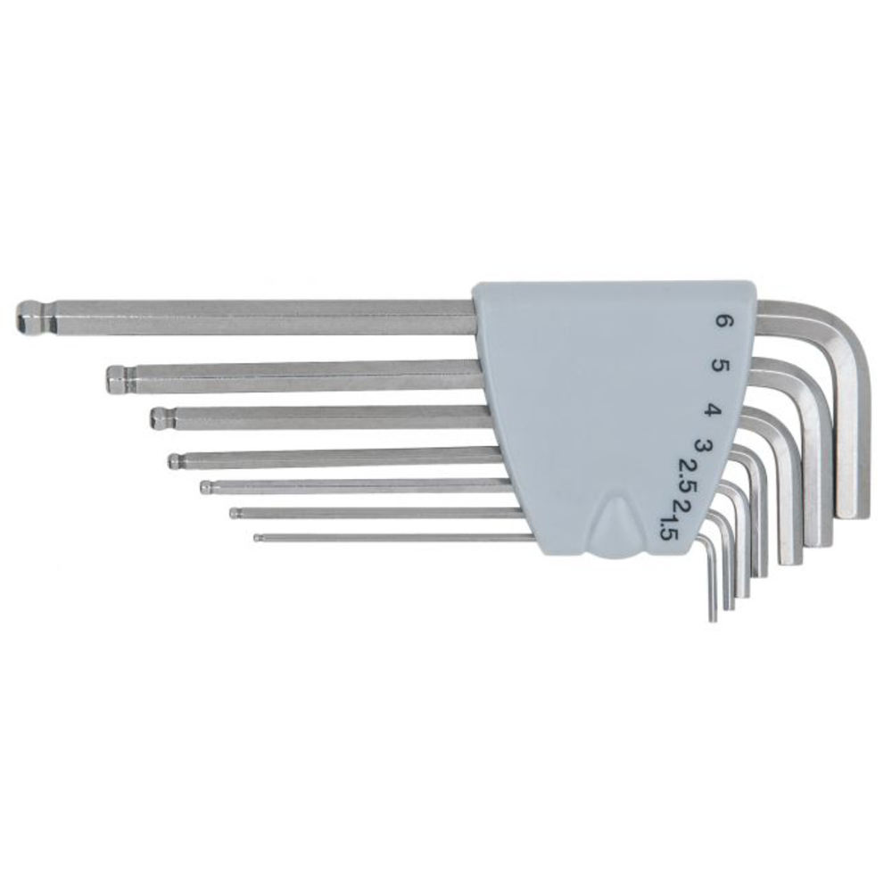 Jeu de 7 clés mâles longues INOX 6 pans à tête sphérique KS TOOLS - 964.0415