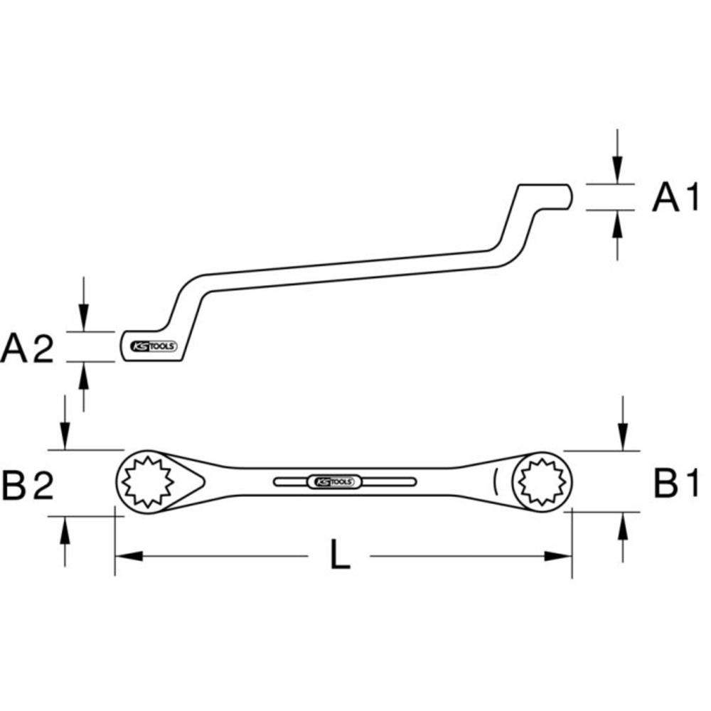 Clé polygonale contre-coudée INOX 9x11 mm KS TOOLS - 964.1105
