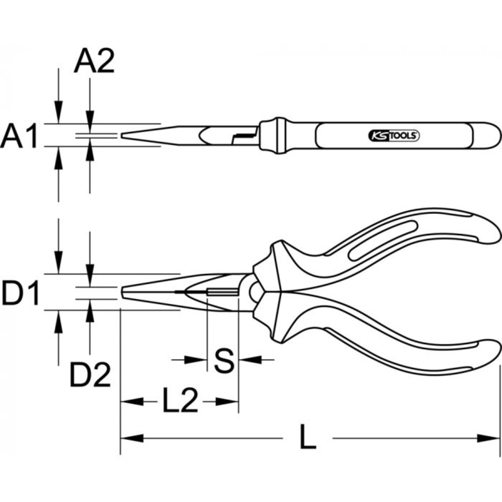Pince à bec demi-rond INOX 150 mm KS TOOLS - 964.1501