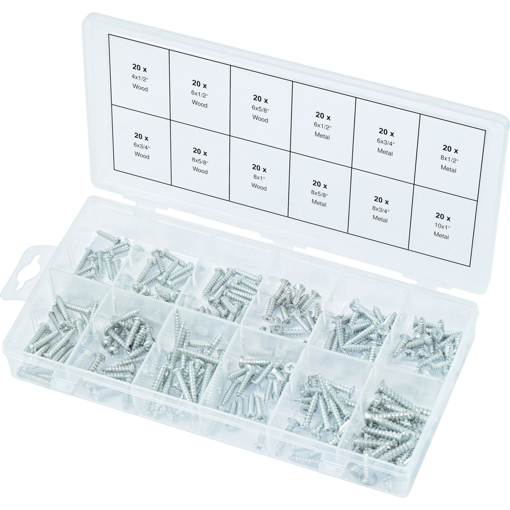 Assortiment de vis auto-taraudeuses métal et bois, 240 pcs KS TOOLS - 970.0410
