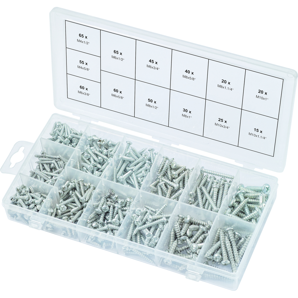 Assortiment de vis auto-taraudeuses à tête ronde 550 pcs KS TOOLS - 970.0420