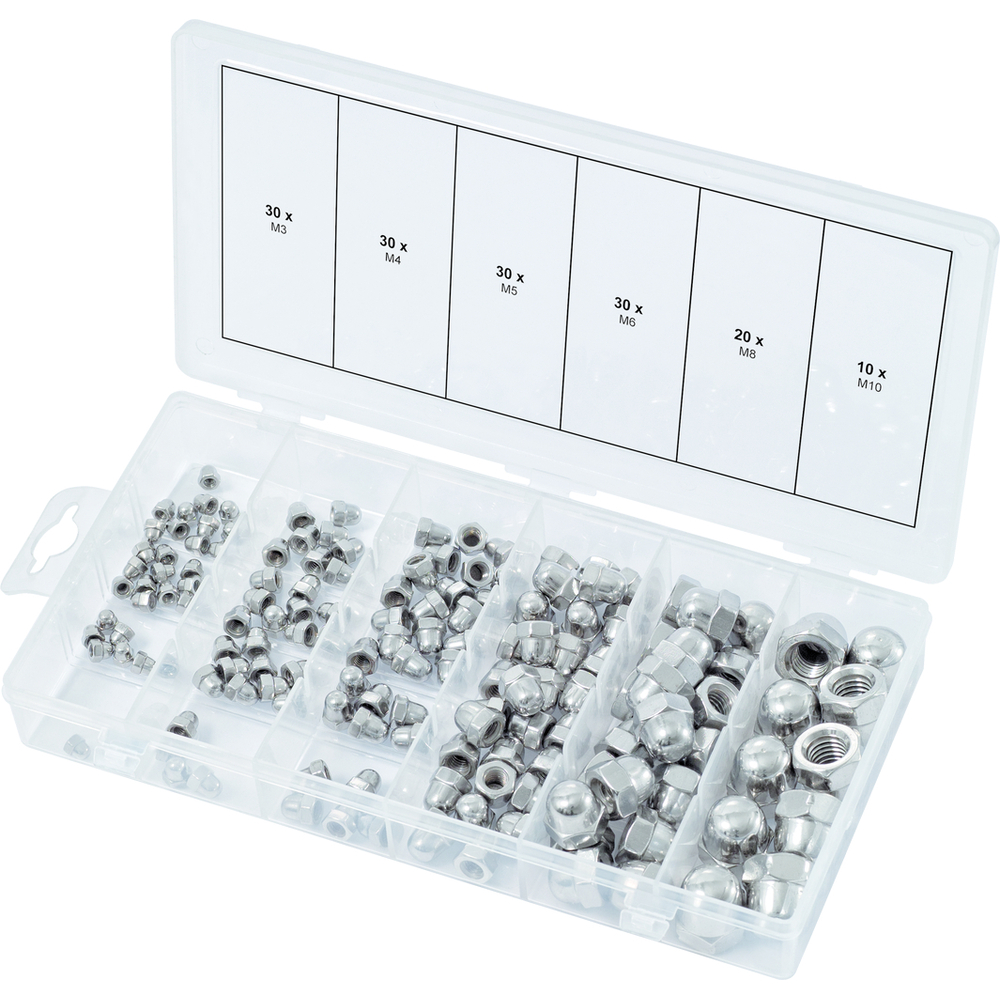 Assortiment d'écrous borgnes en inox, 150 pcs KS TOOLS - 970.0460
