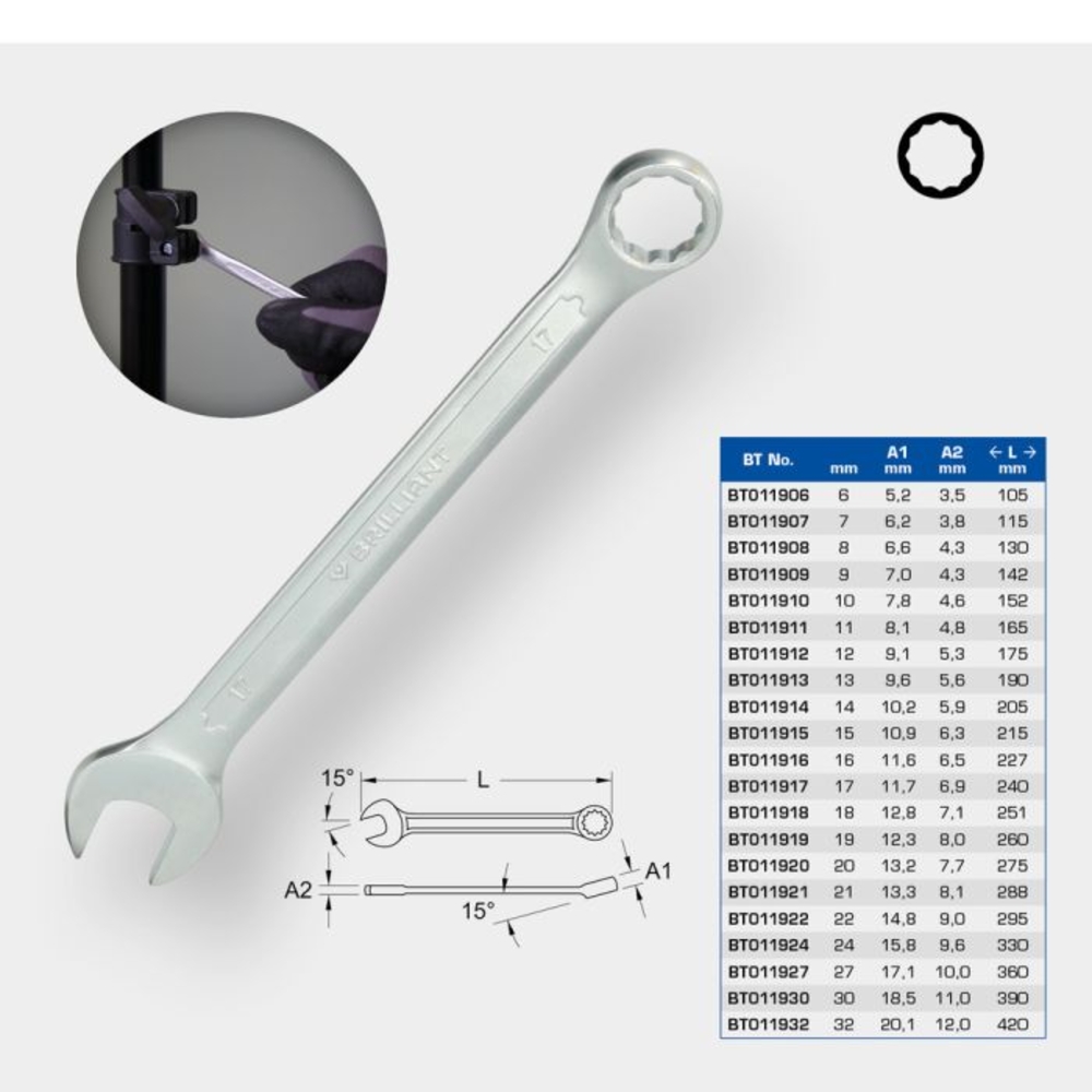 Clé mixte 18mm BRILLIANT TOOLS - KS TOOLS - BT011918