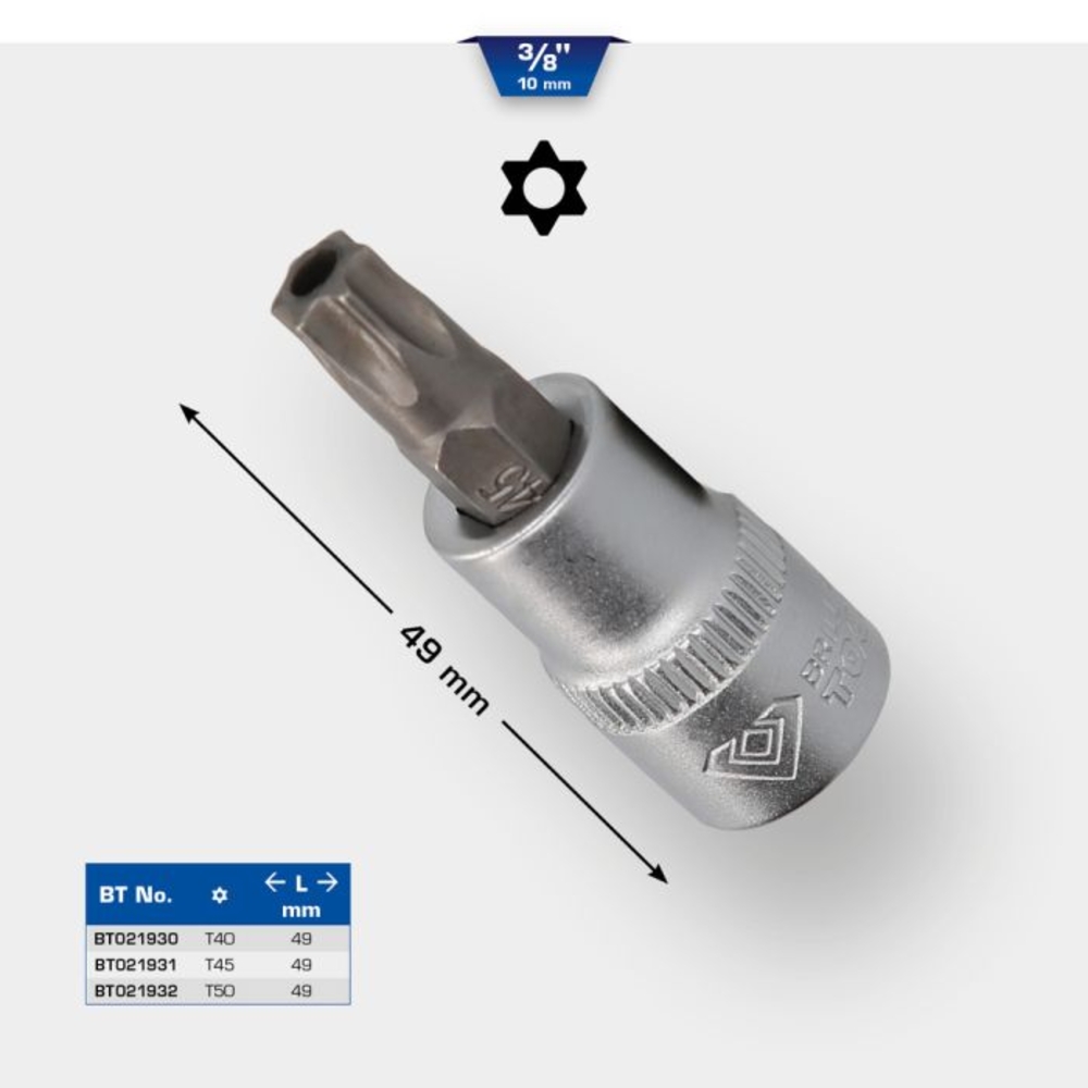 Douille tournevis TORX percé 3/8