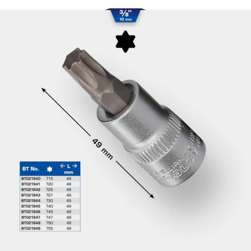 Douille tournevis TORX 3/8