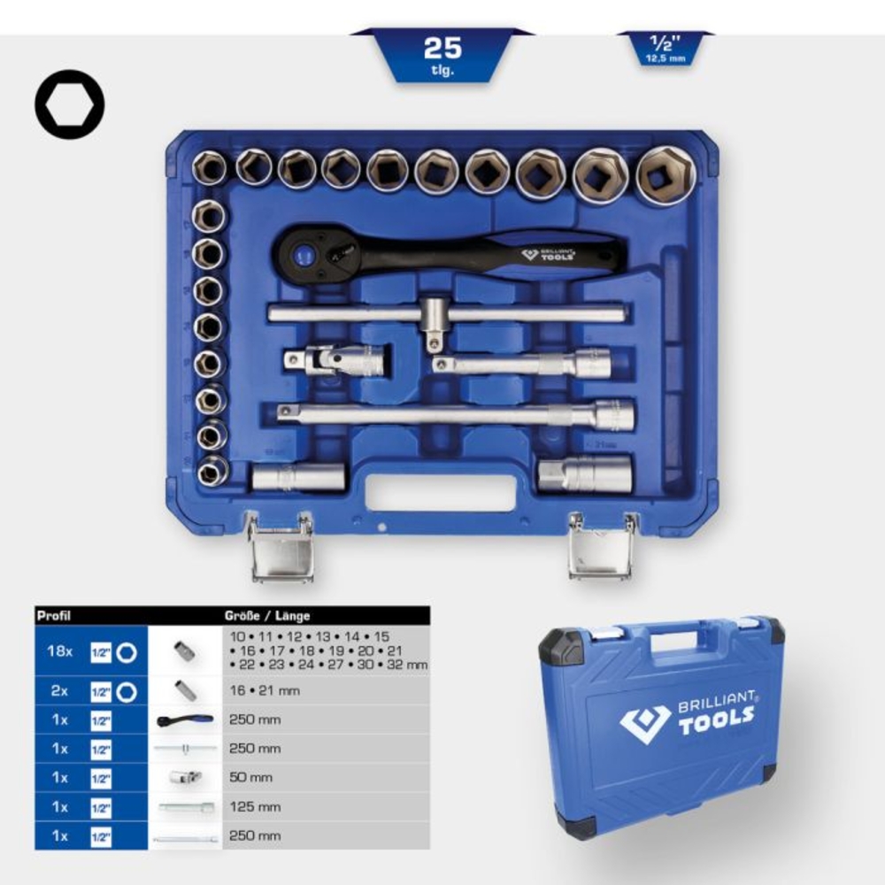 Coffret de douilles et cliquets 1/2