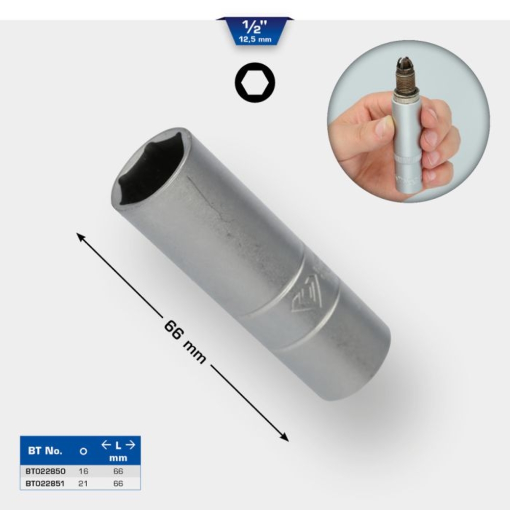 Douille 6 pans pour bougies d'allumage 1/2