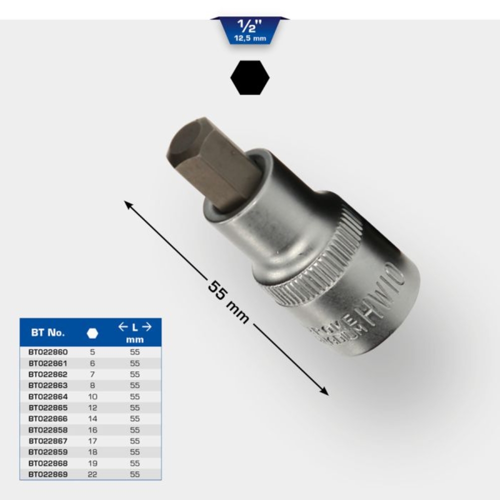 Douille tournevis 6 pans 1/2