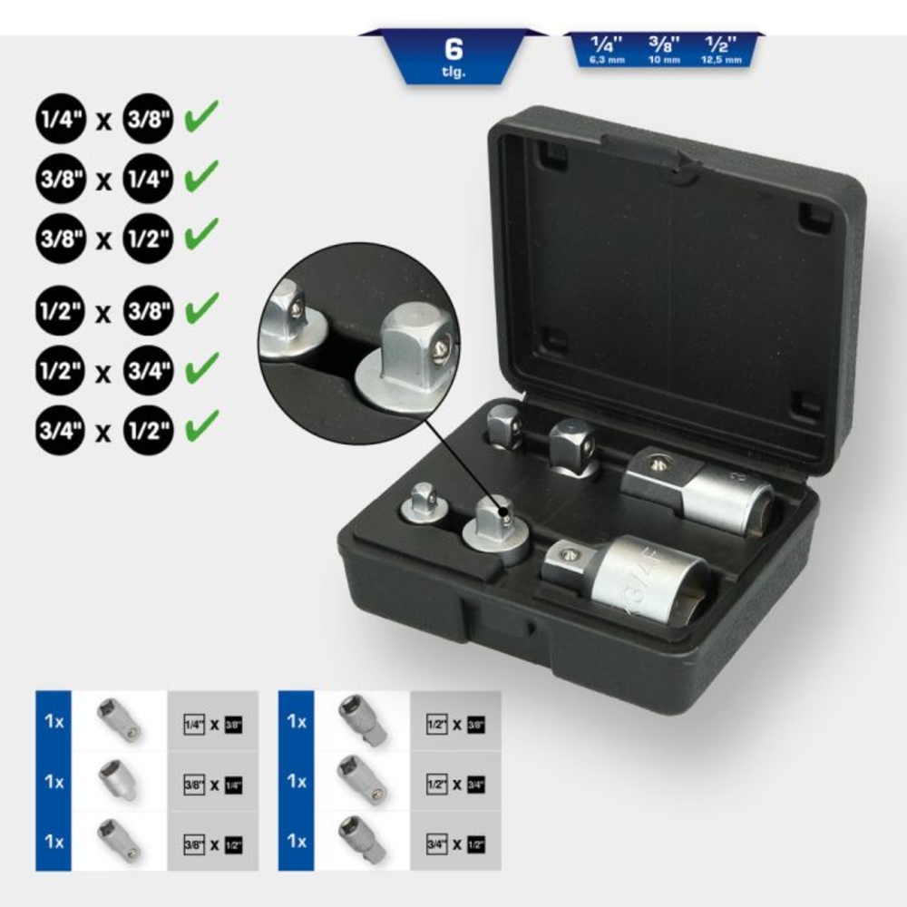 Jeu d’adaptateurs 6 pcs 1/4