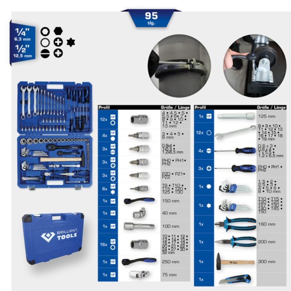Coffret d'outils généralistes 95 pcs BRILLIANT TOOLS - KS TOOLS - BT024095