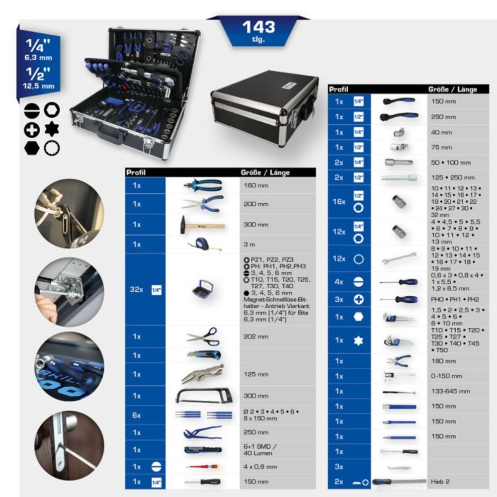 Coffret d'outils généralistes 143 pcs BRILLIANT TOOLS - KS TOOLS - BT024143
