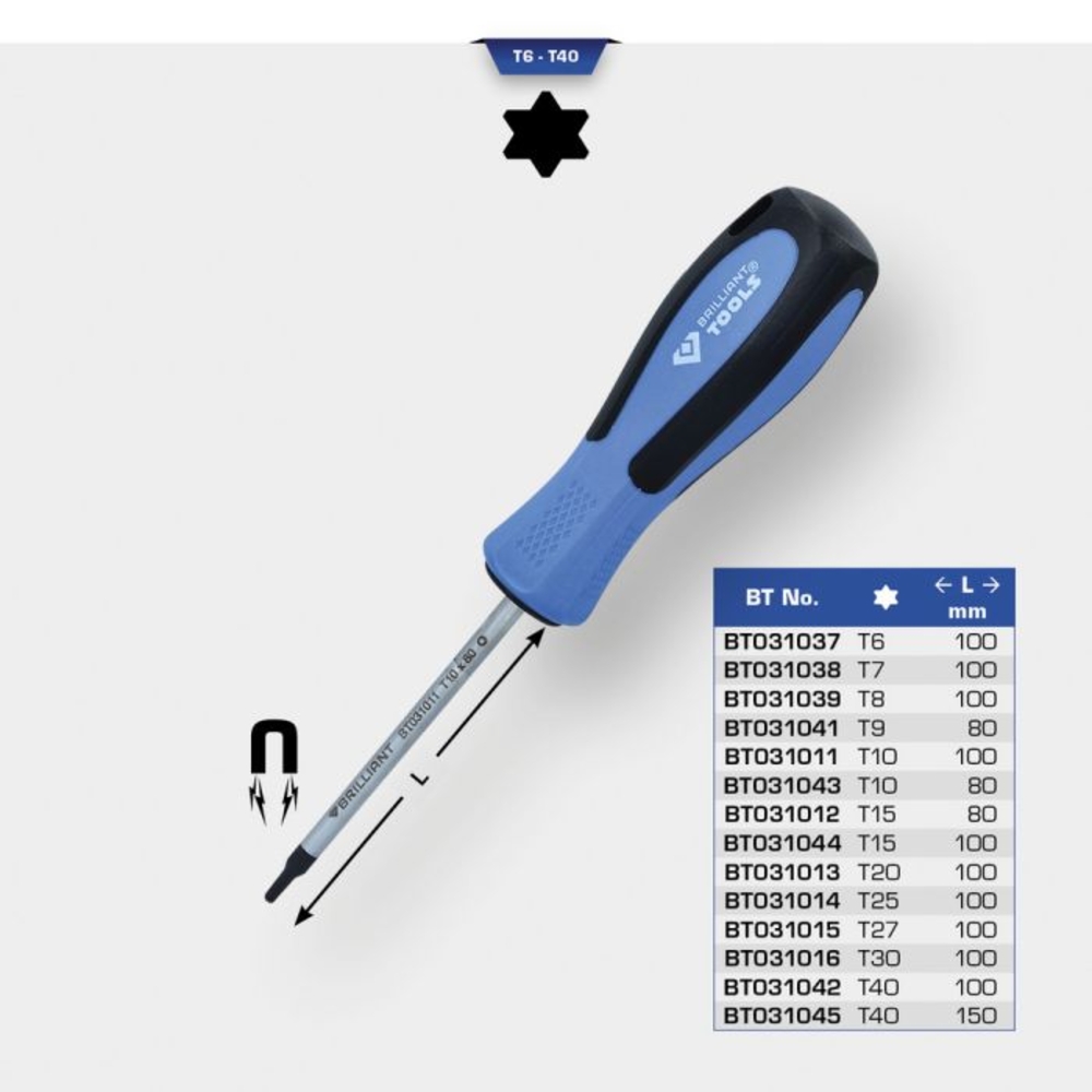 Tournevis TORx T15, L100mm BRILLIANT TOOLS - KS TOOLS - BT031044