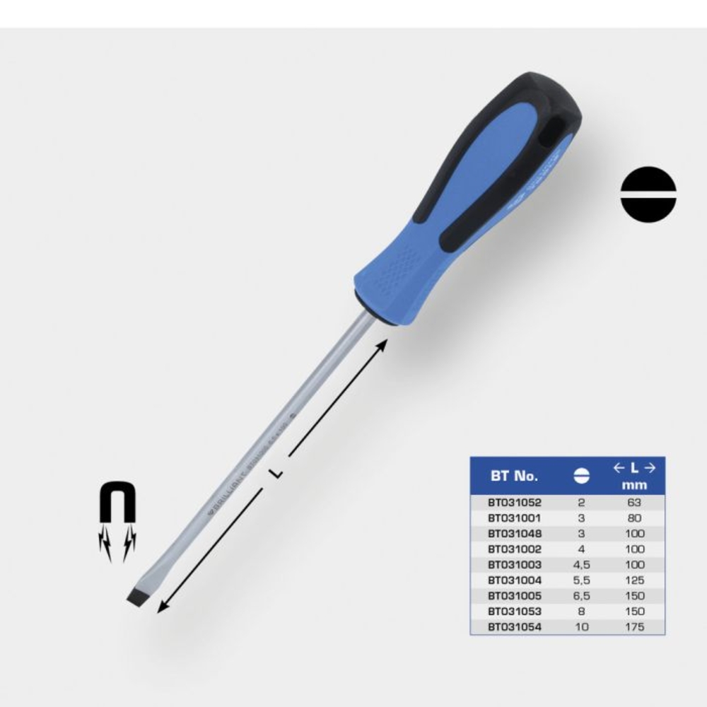 Tournevis Fente 3, L100mm BRILLIANT TOOLS - KS TOOLS - BT031048