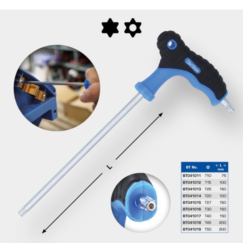 Clé mâle à poignée en T TORX T15x100mm BRILLIANT TOOLS - KS TOOLS - BT041012