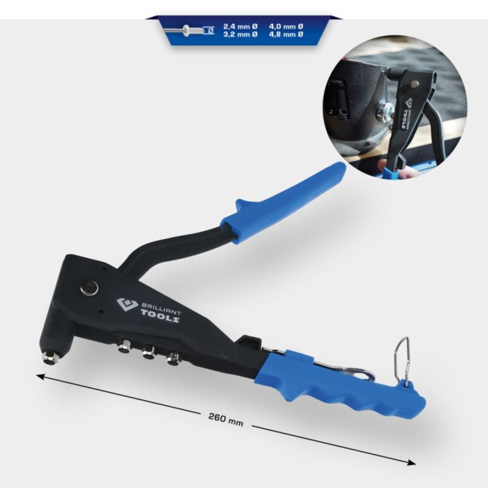 Pince à riveter pour rivets de D2,4-3,2-4,0-4,8mm BRILLIANT TOOLS - KS TOOLS - BT066901