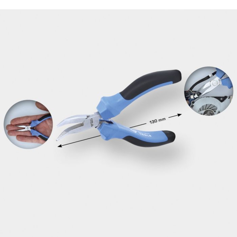 Pince électronique à bec demi-rond coudé L130mm BRILLIANT TOOLS - KS TOOLS - BT067607