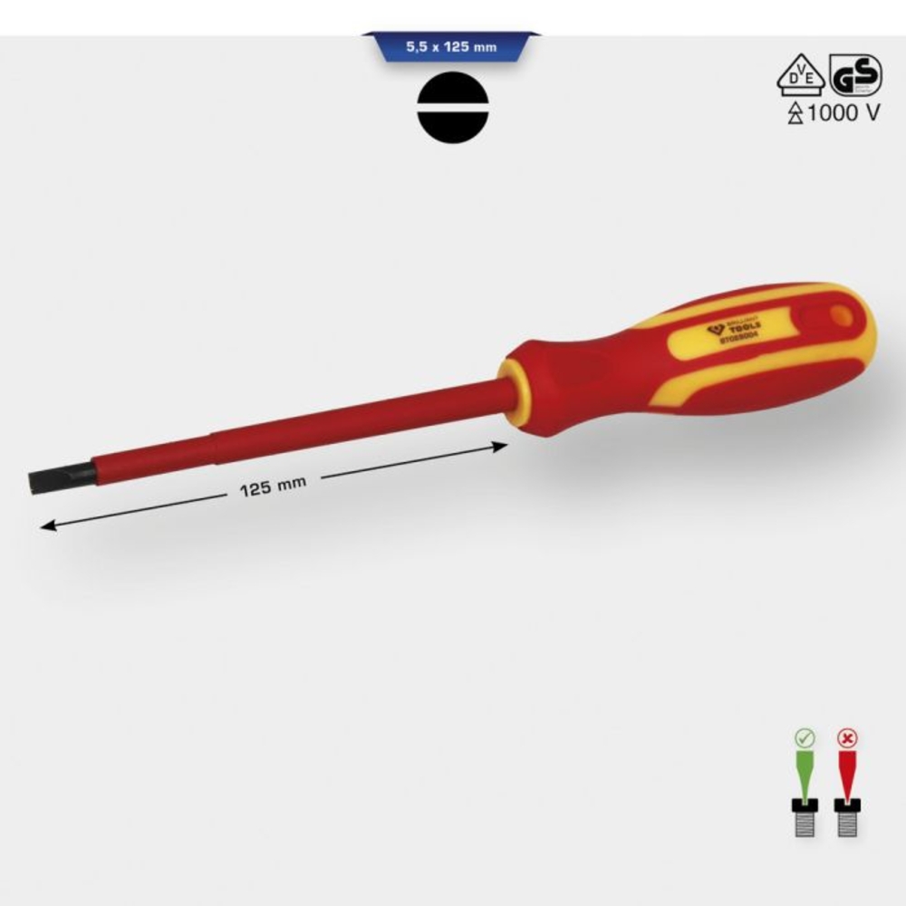 Tournevis isolé Fente 5,5mm L100mm BRILLIANT TOOLS - KS TOOLS - BT068004
