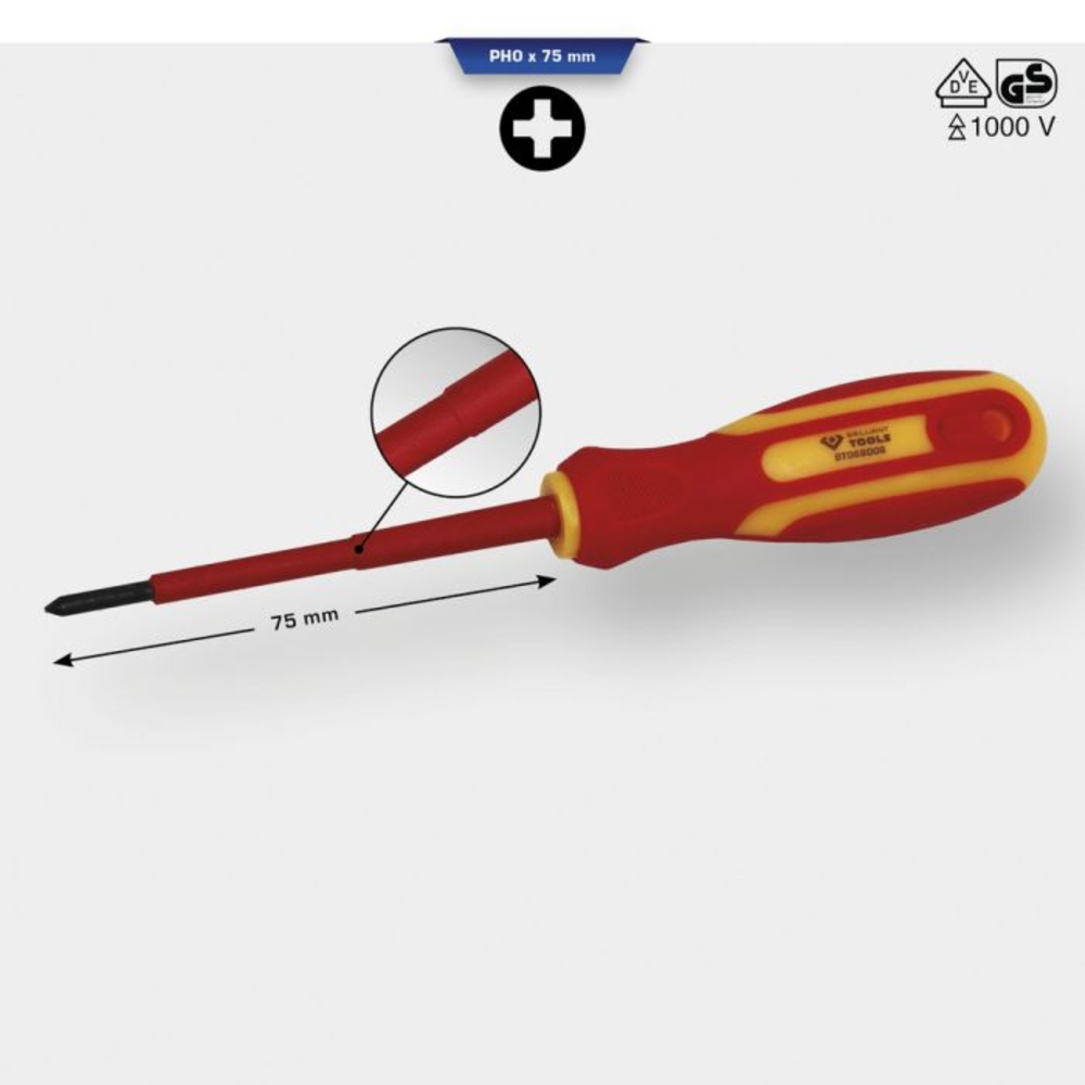 Tournevis isolé PHILLIPs PH0, L75mm BRILLIANT TOOLS - KS TOOLS - BT068006