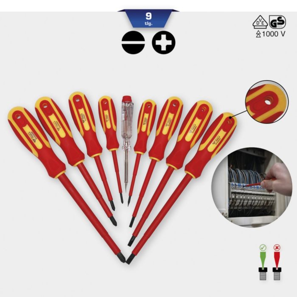 Jeu de tournevis isolés Fente et PHILLIPs 9 pcs BRILLIANT TOOLS - KS TOOLS - BT068010
