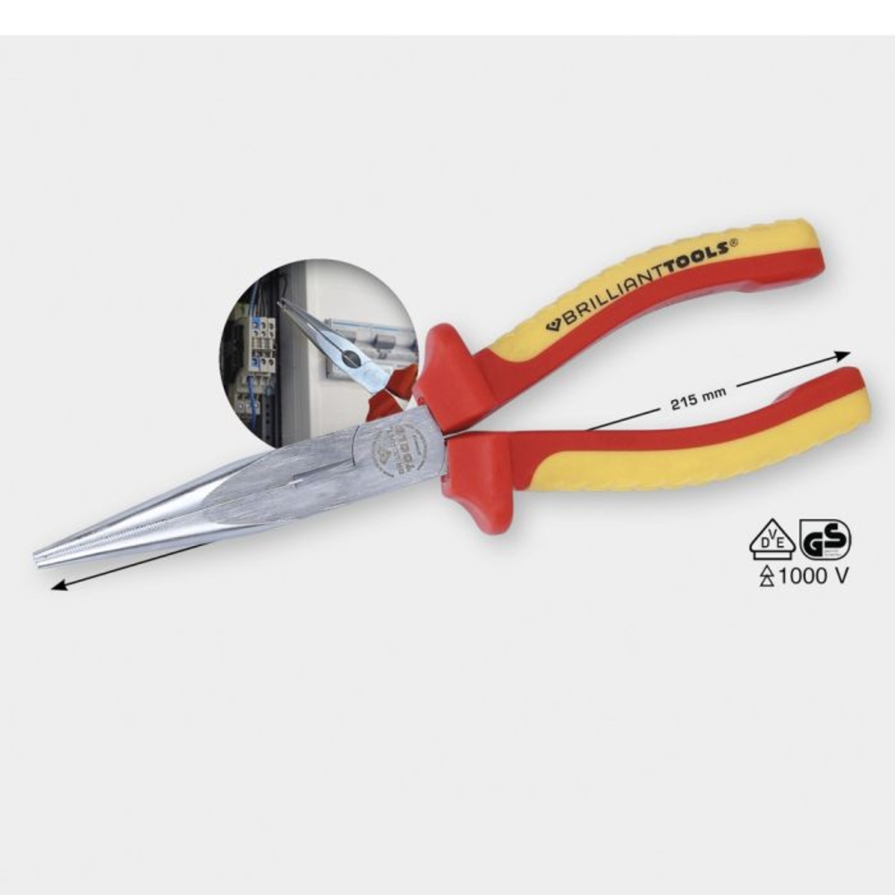 Pince à bec plat isolée L208mm BRILLIANT TOOLS - KS TOOLS - BT068012