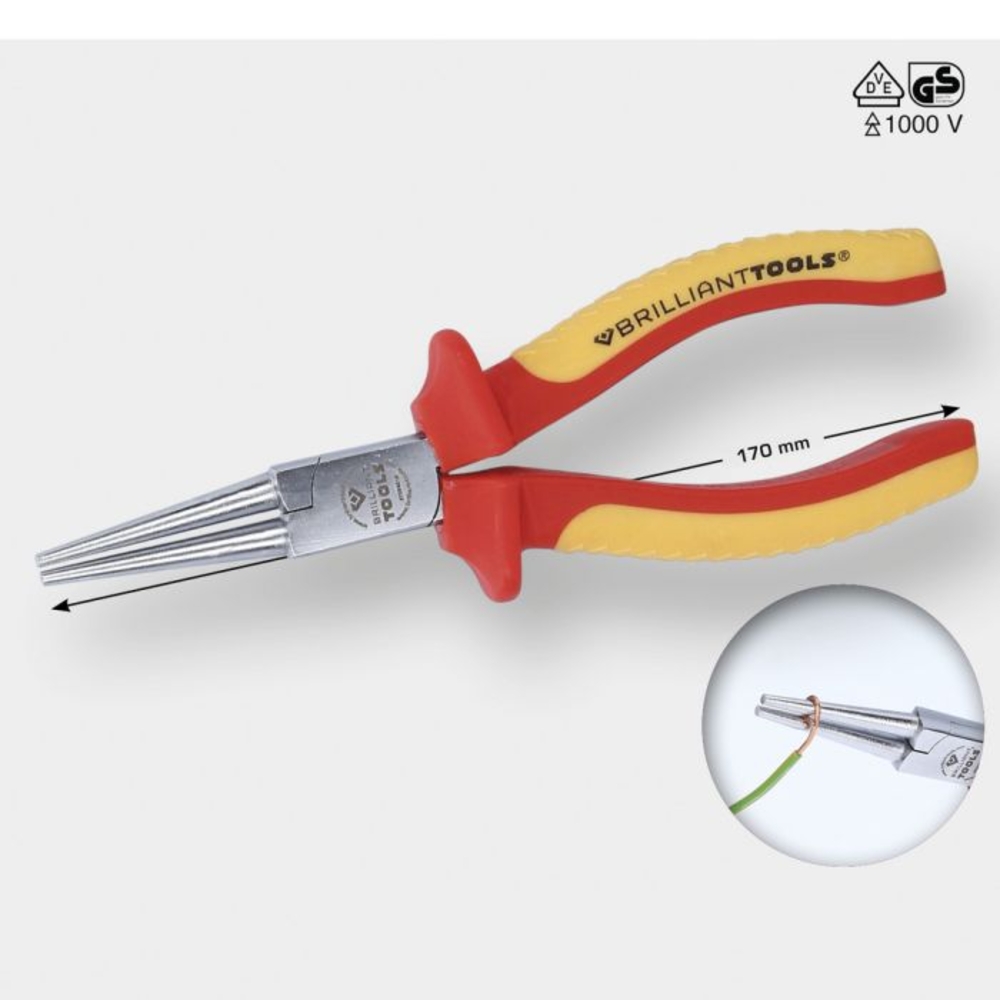 Pince à bec rond isolée L170mm BRILLIANT TOOLS - KS TOOLS - BT068015