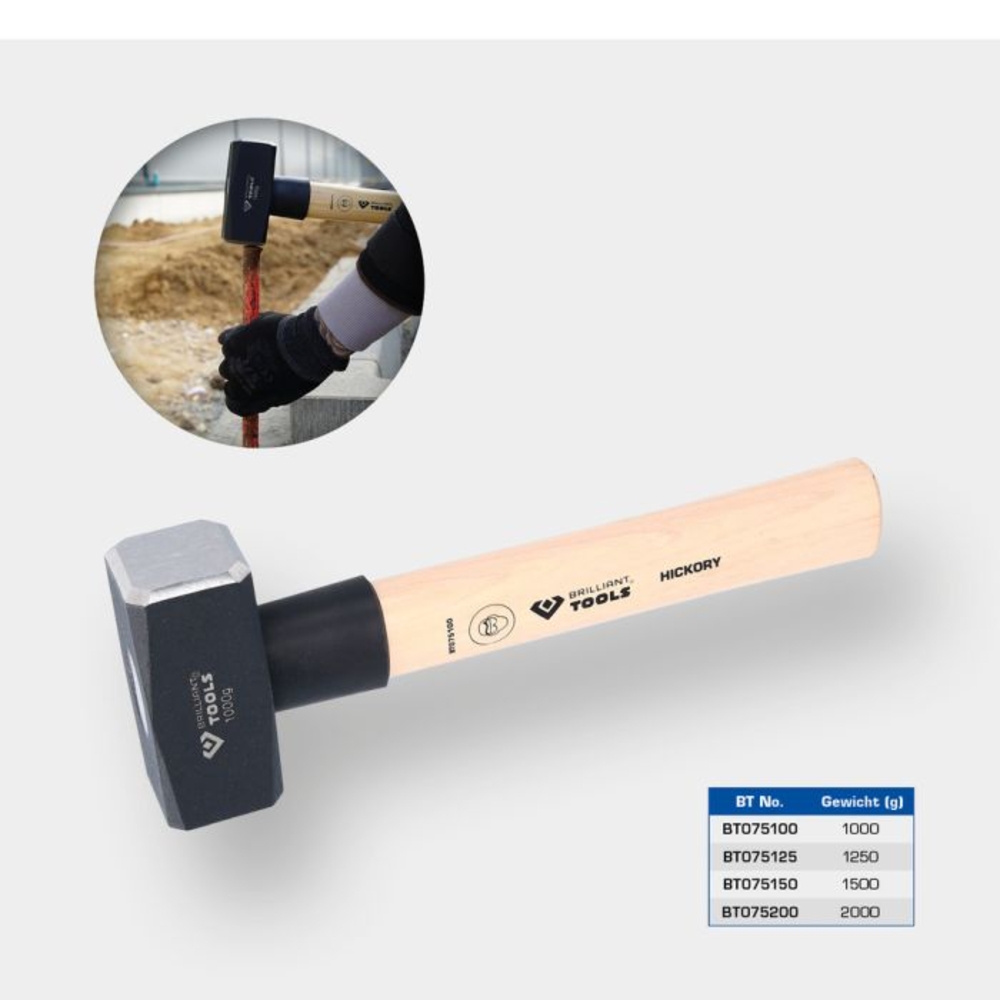 Massette manche hickory 1250g BRILLIANT TOOLS - KS TOOLS - BT075125