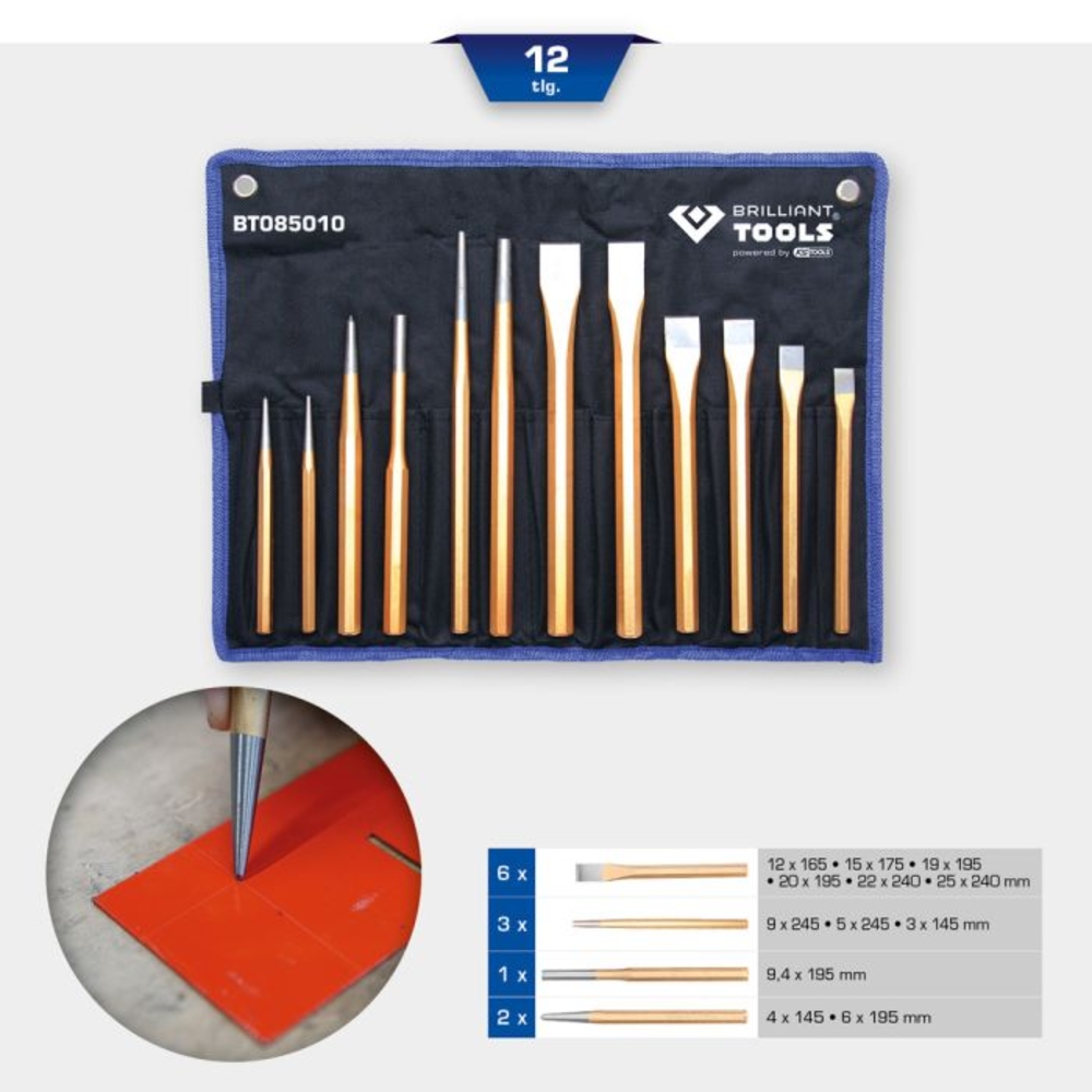 Jeu d'outils de frappe 12 pcs BRILLIANT TOOLS - KS TOOLS - BT085010