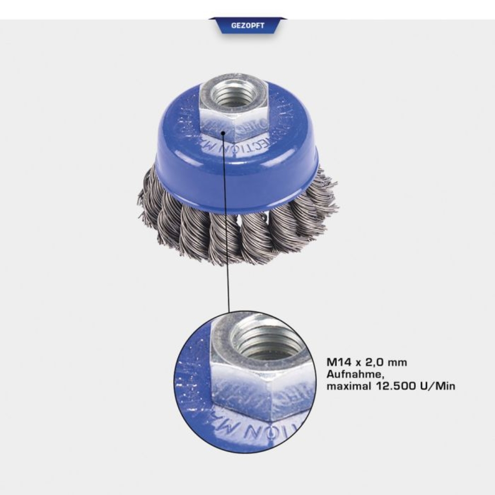 Brosse boisseau D65mm en M14 x 2,0mm BRILLIANT TOOLS - KS TOOLS - BT103103