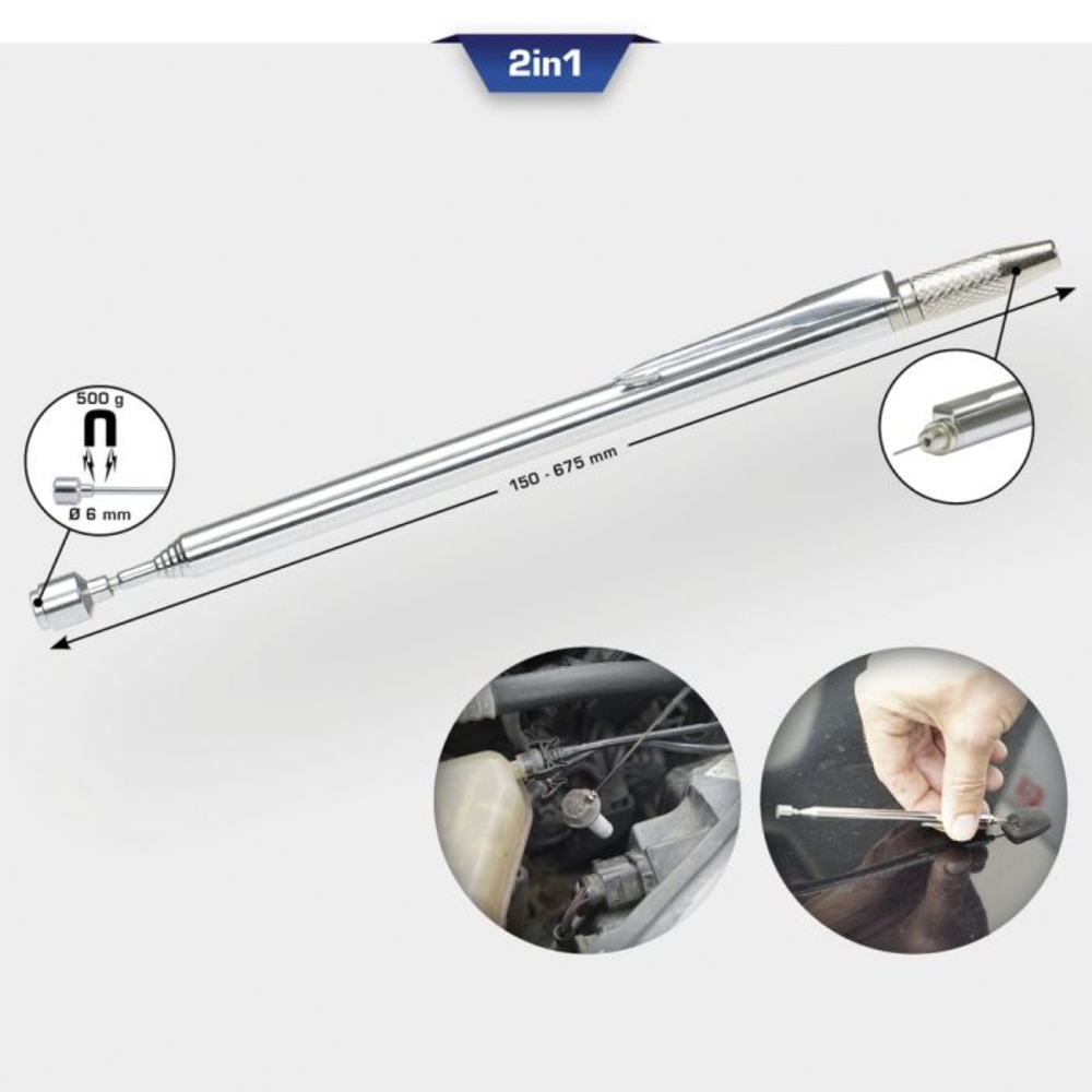 Aimant télescopique 2 en 1, D6mm 500G L150 - 675mm BRILLIANT TOOLS - KS TOOLS - BT115903