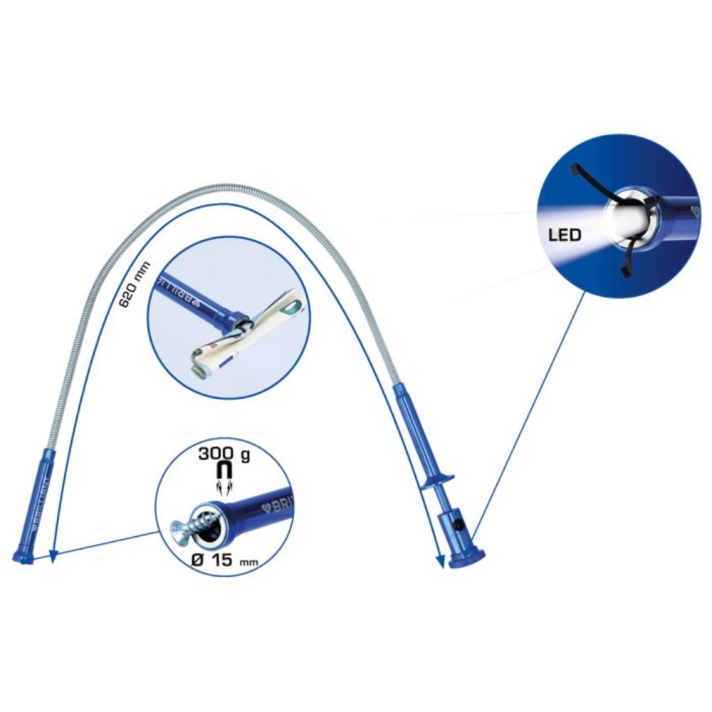 Tige semi-rigide à griffes et LEd L620mm BRILLIANT TOOLS - KS TOOLS - BT115907