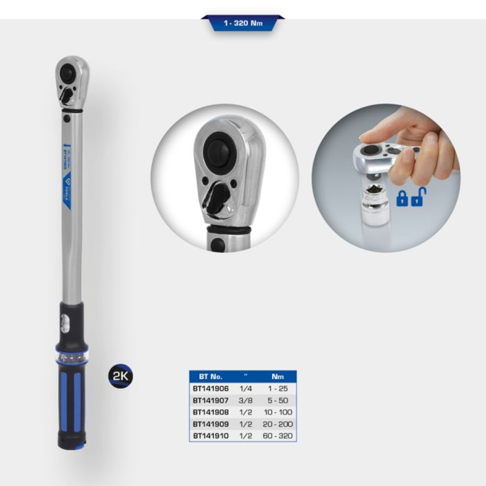 Clé dynamométrique à cliquet réversible 1/4“, 1-25Nm BRILLIANT TOOLS - KS TOOLS - BT141906