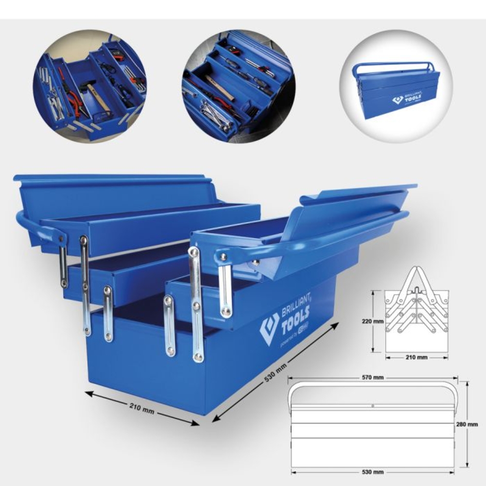 Caisse à outils métallique 5 compartiments L530mm BRILLIANT TOOLS - KS TOOLS - BT150800